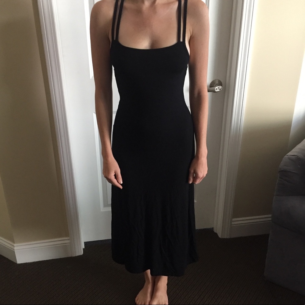 Little black dress! Midi, stretch, strappy dress!